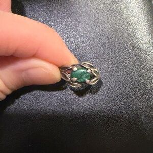 Sterling Silver Green Stone